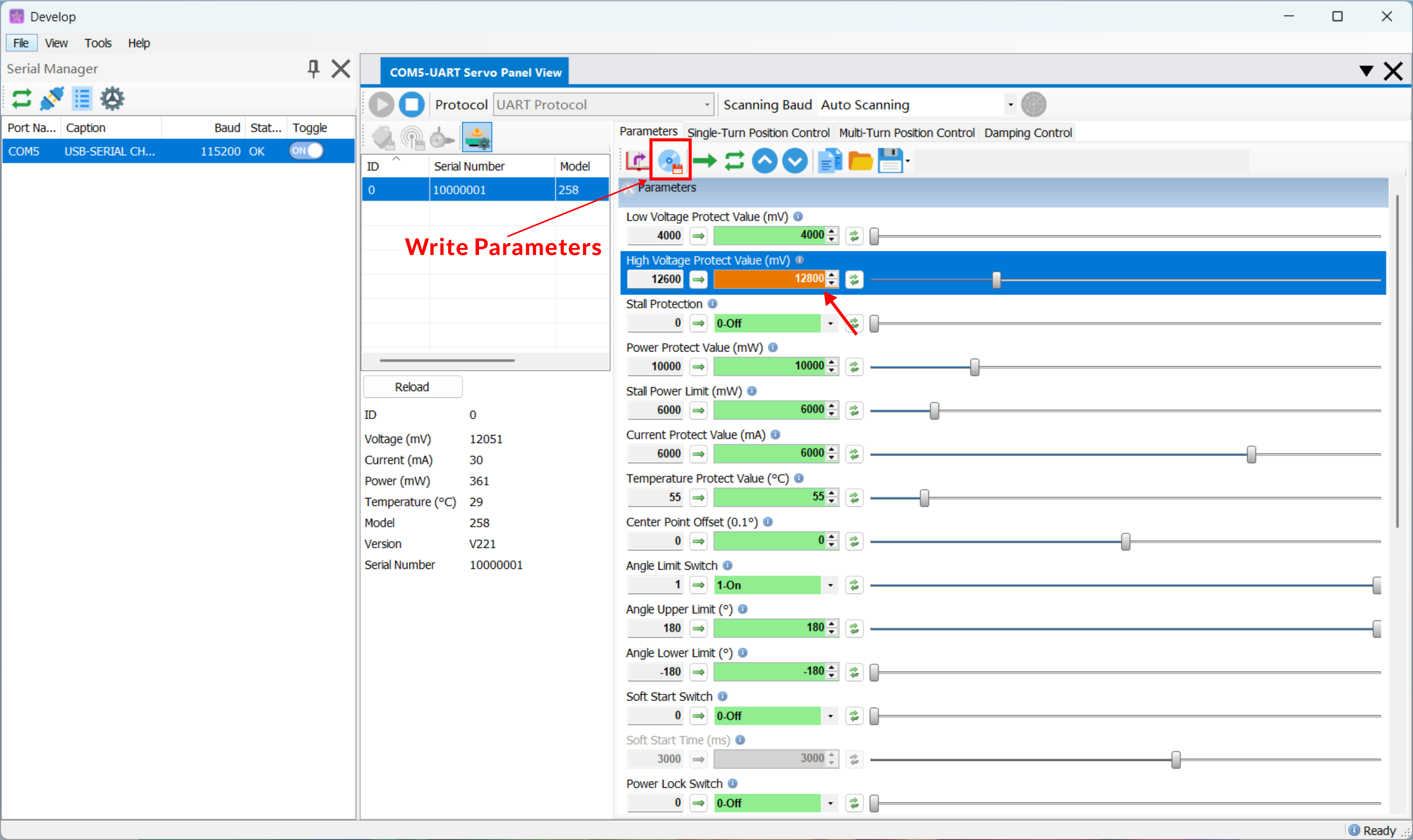 Write Parameters