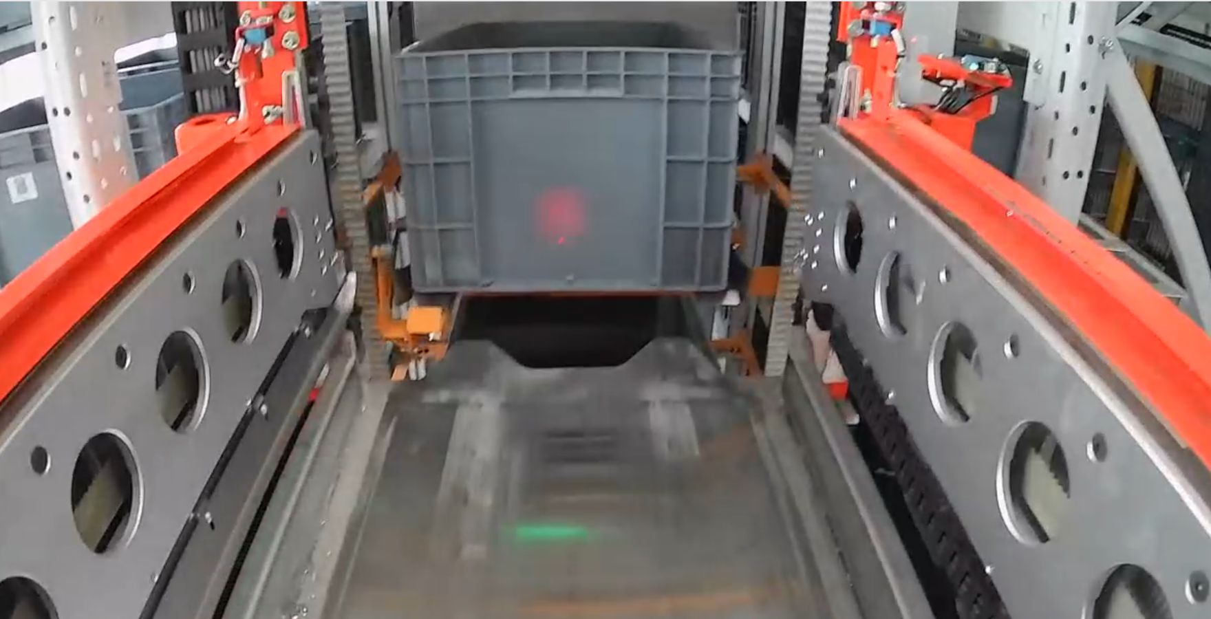 Bin-handling equipment working with bus servo driven small actuators in warehouse